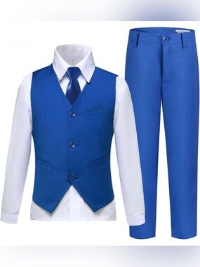 Boys Cobalt Blue Formal Vest & Pants Set
